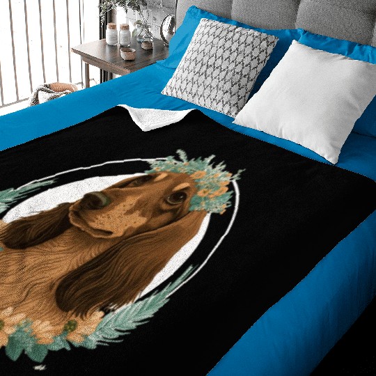 Cute Dachshund Flower Crown Pet Dog Breed Floral P Baby Blankets