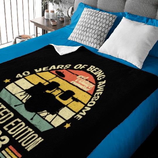 Vintage 1983 Drums 40th Birthday Drummer Baby Blankets