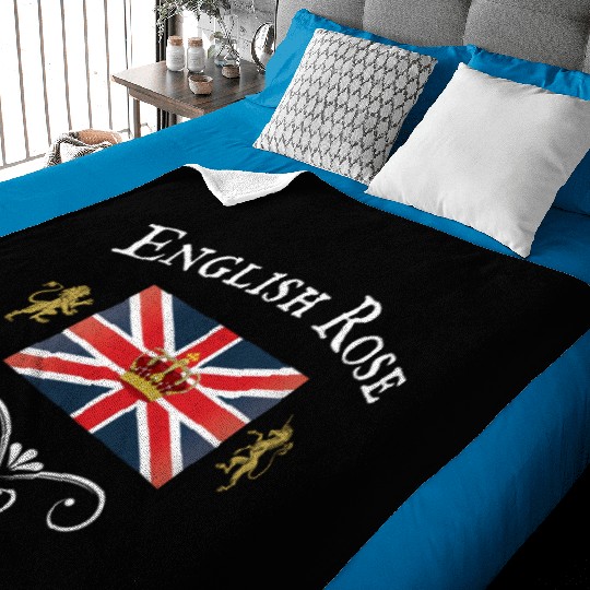 English Rose Union Jack Flag England British Brita Baby Blankets