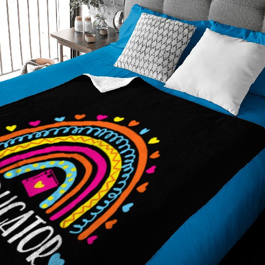 Speducator Rainbow Heart Special Education Teacher Baby Blankets