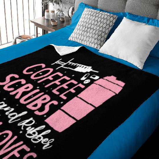 Coffee Scrubs And Rubber Gloves Medical Nurse Doct Baby Blankets