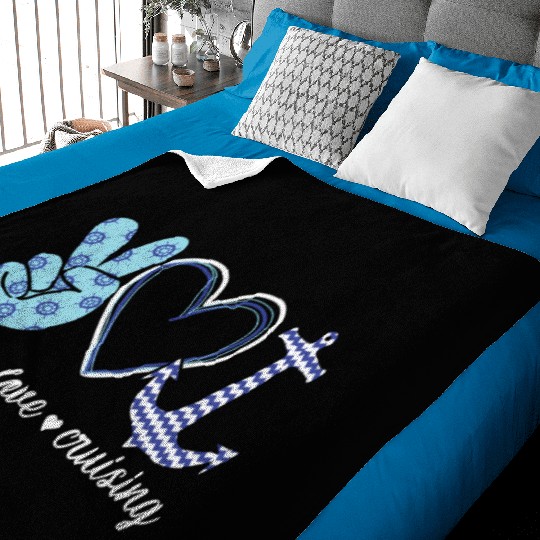 Peace Love And Cruising Ocean Vacation Cruise Ship Baby Blankets