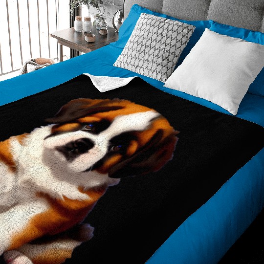Saint Bernard Puppy Awaiting Treats Baby Blankets