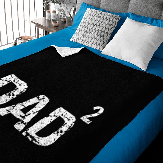 Father's Day Gift from Kids Dad of 2 Funny Dad Squ Baby Blankets