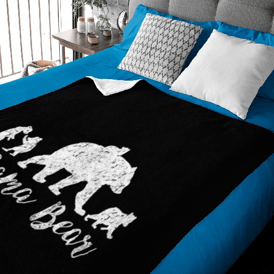 Mama Bear With Little Cubs Baby Blankets