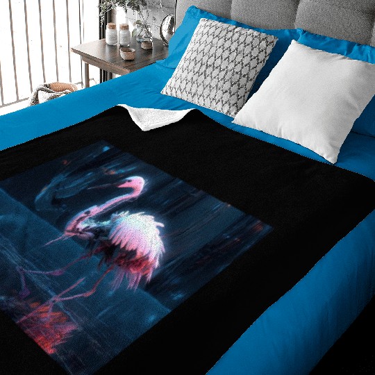 Neon Bird of Paradise Baby Blankets