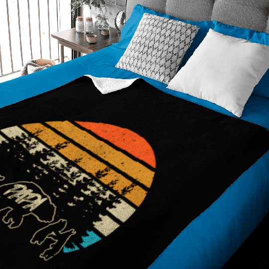 Papa Bear With Three Bear Cubs Baby Blankets