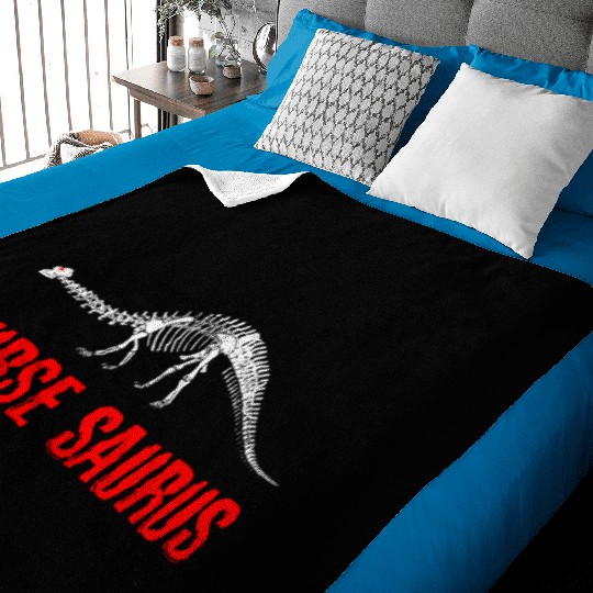 Nurse Dinosaur Skeleton Dinosaur Nurse Baby Blankets