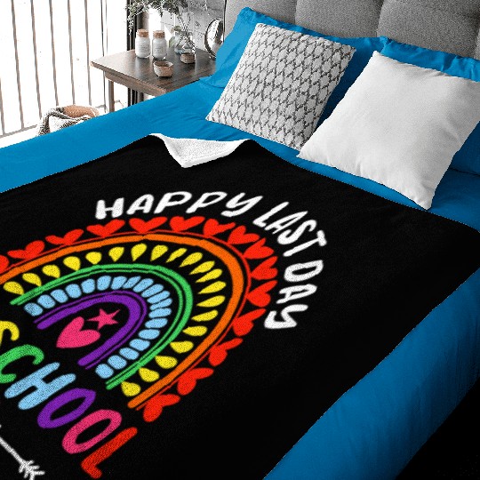 Rainbow Happy Last Day Of School Teacher Boys Baby Blankets