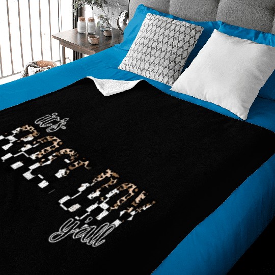 Leopard It'S Race Day Y'All Checkered Flag Racing Baby Blankets
