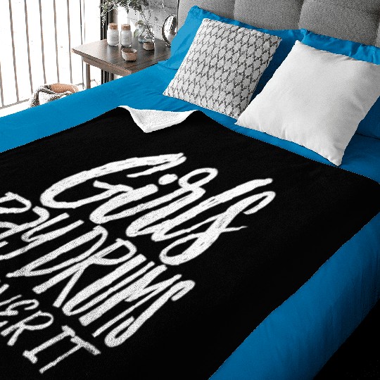 Play Drums Get Over It Drummer Musician Baby Blankets