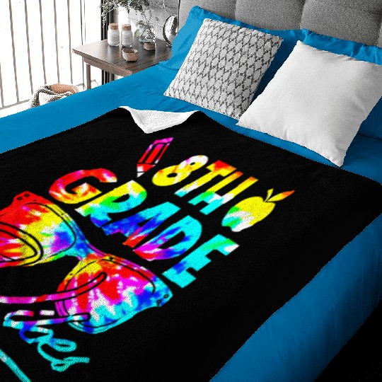 Rainbow Tie Dye Glasses 8th Grade Vibes Back To Sc Baby Blankets