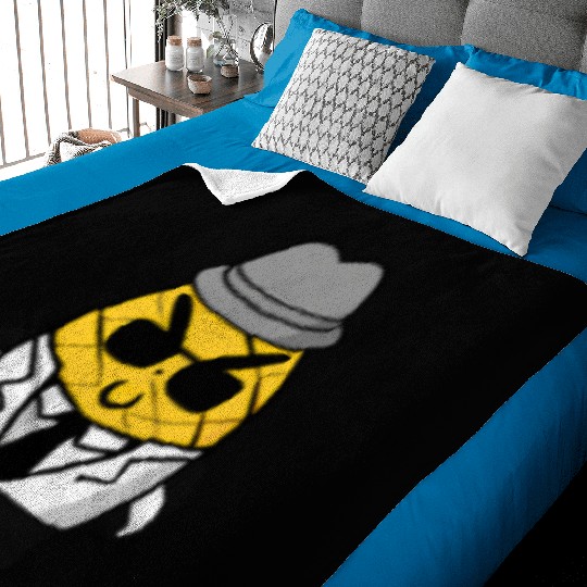 Cute kawaii pineapple in gangster mafia style Pock Baby Blankets