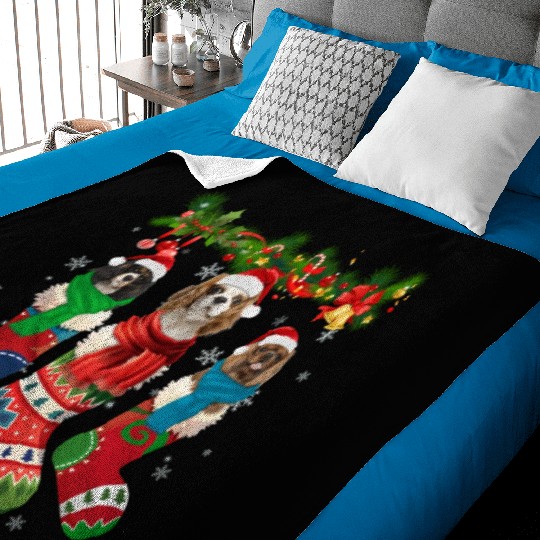 Three Cavalier King Charles Spaniel In Sock Baby Blankets