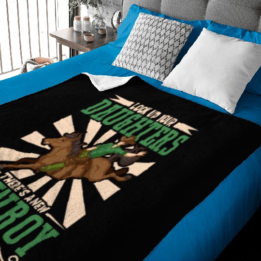 Cowboy Barn Bull Rider Rodeo Country Western Gift Baby Blankets