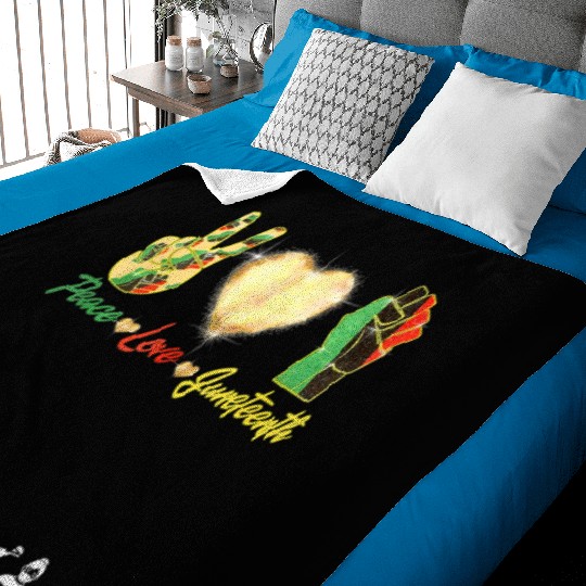 Peace Love Junenth Black History Month Pride Baby Blankets