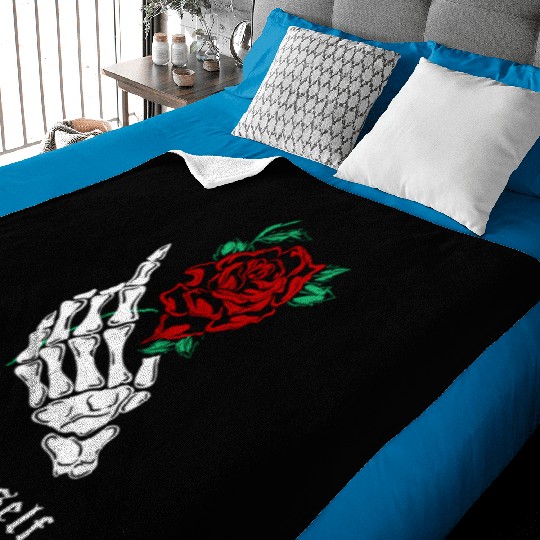 Love Yourself Skeleton Hand Rose Aesthetic Goth Gr Baby Blankets