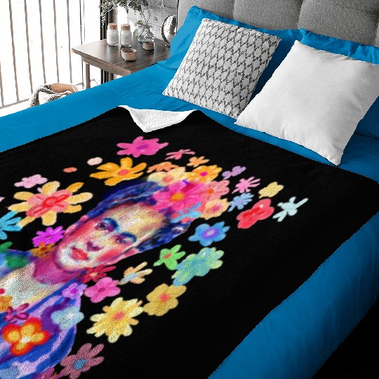 Frida water color with groovy flowers 9000 px Baby Blankets
