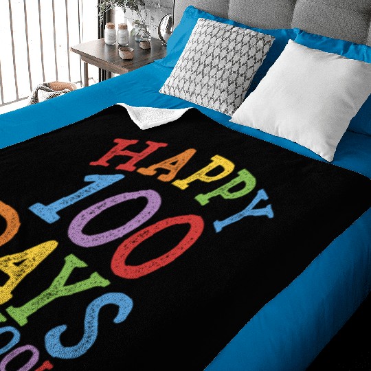 Happy 100 Days Of School 100Th Day Rainbow Baby Blankets
