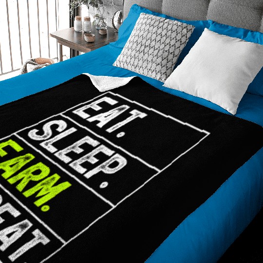 Farmer Farming Eat Sleep Farm Repeat Baby Blankets