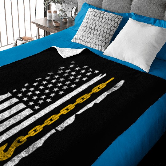 Tow Truck Us Flag Trucking Driver Baby Blankets