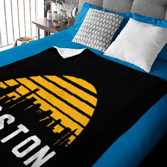 Boston Massachusetts Cityscape Yellow Baby Blankets