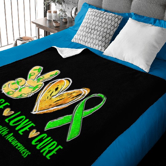 Peace Love Cure Mental Health Awareness Green Ribb Baby Blankets