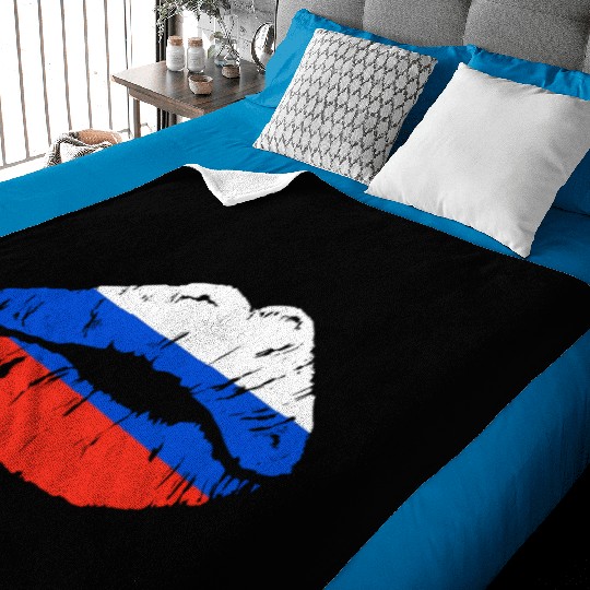 Russian Flag Lips For Russians Russia Baby Blankets