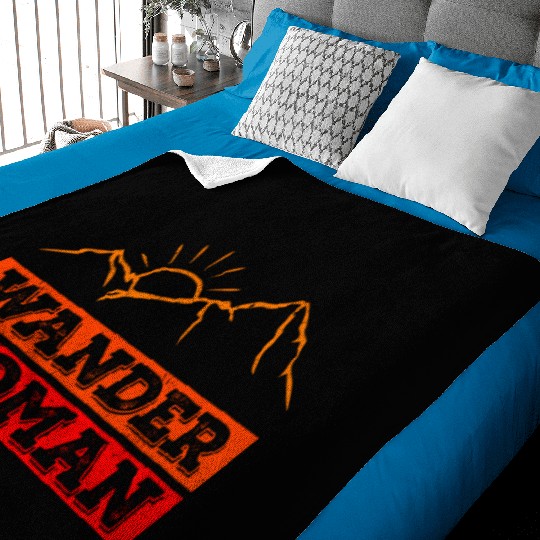 Wanderwoman Mountaineering Hiking Women Baby Blankets