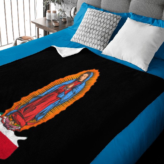 Virgen De Guadalupe With Hidalgo Mexico Baby Blankets