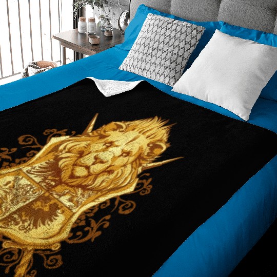 Heraldic Lion Baby Blankets