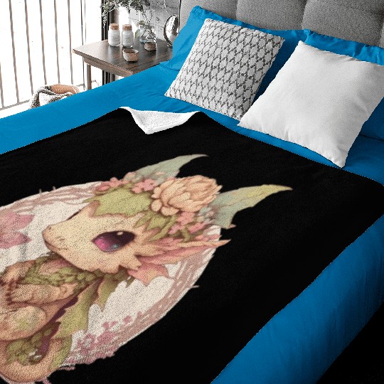 Cottagecore Cute Baby Dragon Kawaii Anime Fantasy Baby Blankets