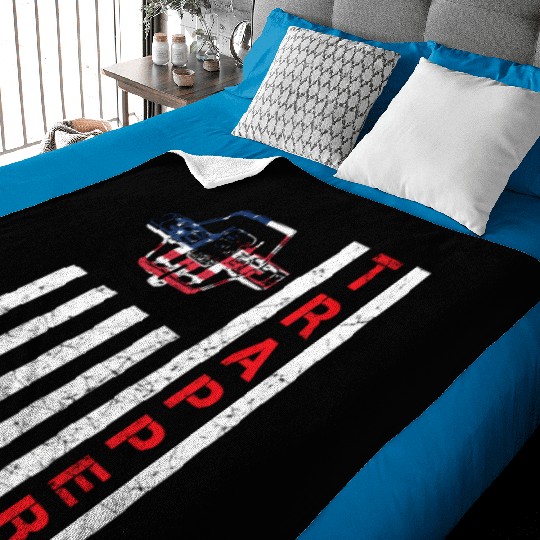 American Flag Trapping For Trappers And Hunters Baby Blankets