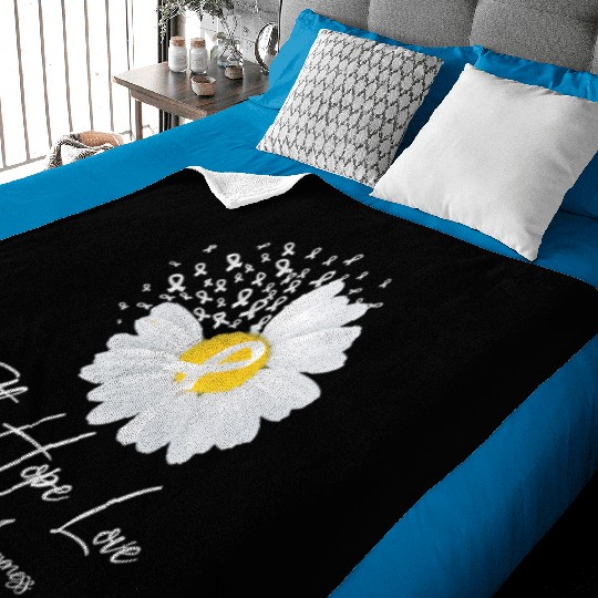 White Flower Ribbon Faith Hope Love Lung Cancer Aw Baby Blankets