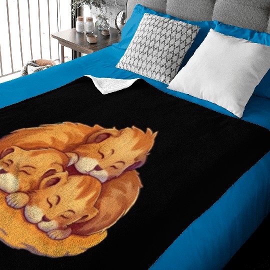 Sleeping lion cubs Baby Blankets