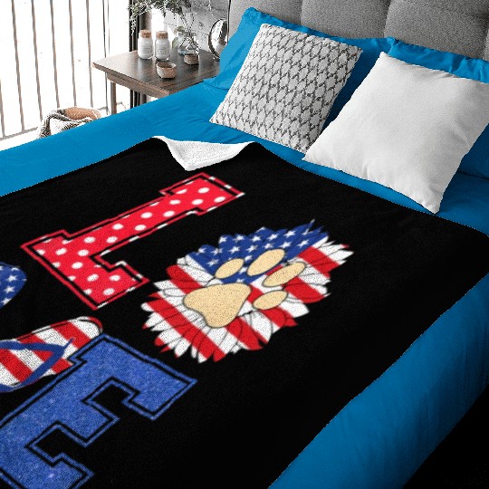Love Sunflower Dog Lover 4Th Of July Independence Baby Blankets