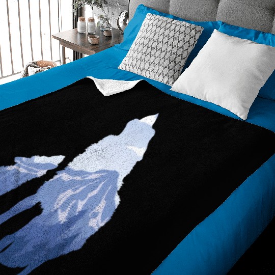 Wolf And Puppy Husky Mountains Nature Hiking Baby Blankets