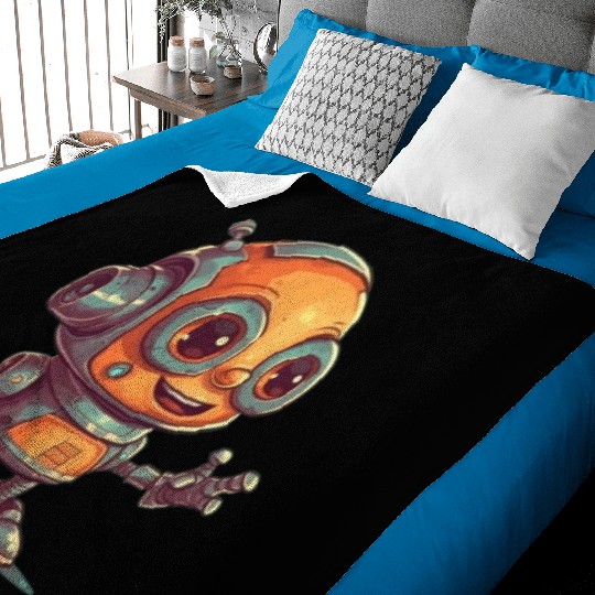 Cute waving robot illustration technology friendly Baby Blankets