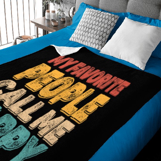 My Favorite People Call Me Pappy Vintage Funny Dad Baby Blankets