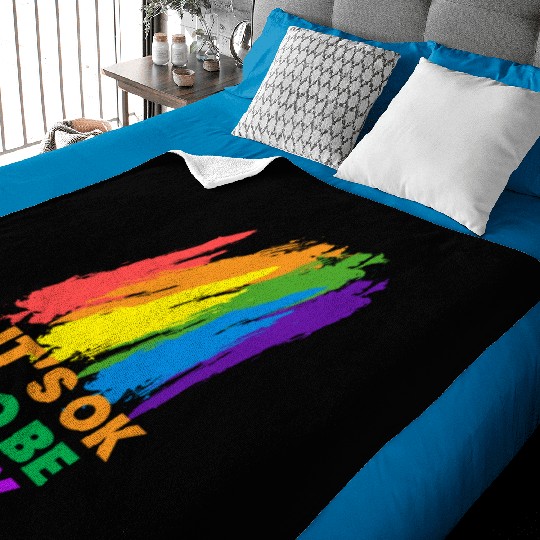 It's OK to Be Gay Equality LGBTQ Pride Rainbow Baby Blankets