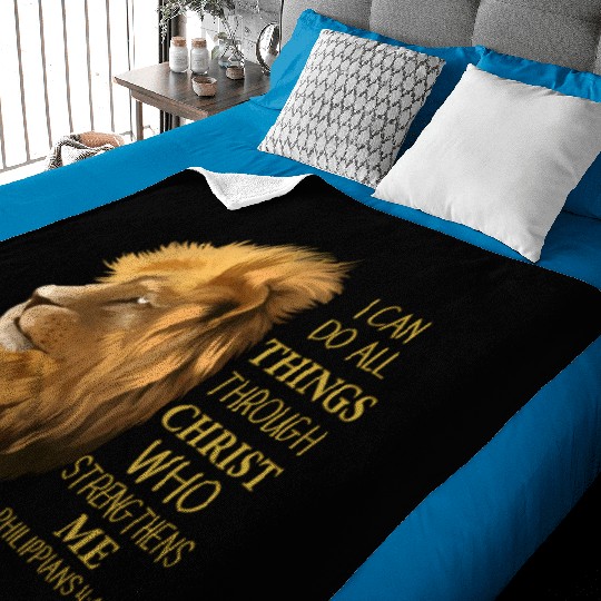 Philippians 413 Religious Lion Verses Christian Baby Blankets