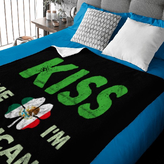 St Patric Day Irish - Kiss Me Im Mexican Shamrock Baby Blankets