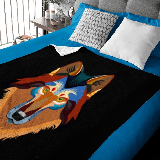 Orange wolf Baby Blankets