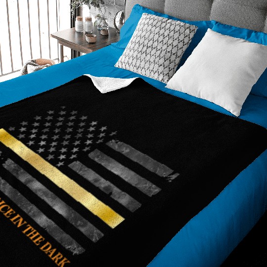 Dispatcher - Thin Yellow Gold Line 911 Emergency Baby Blankets