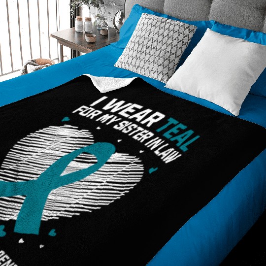 Heart I Wear Teal For Sister In Law Ovarian Baby Blankets