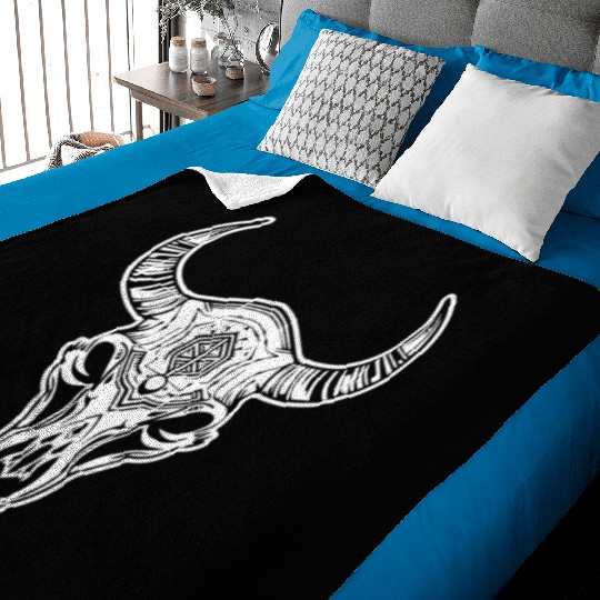 Cow Skull Boho Baby Blankets
