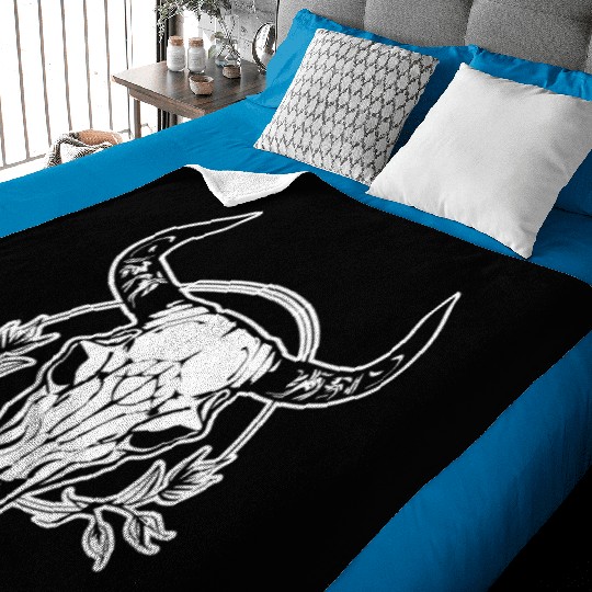 Cow Skull Boho Baby Blankets