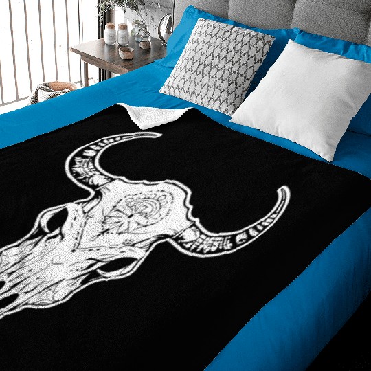 Cow Skull Boho Baby Blankets