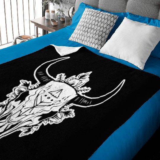 Cow Skull Boho Baby Blankets