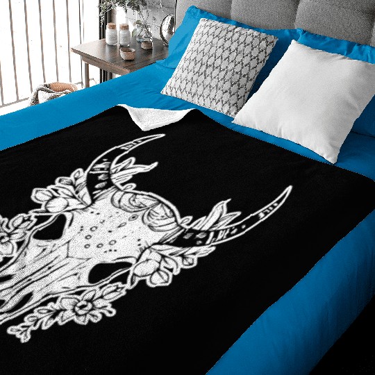 Cow Skull Boho Baby Blankets